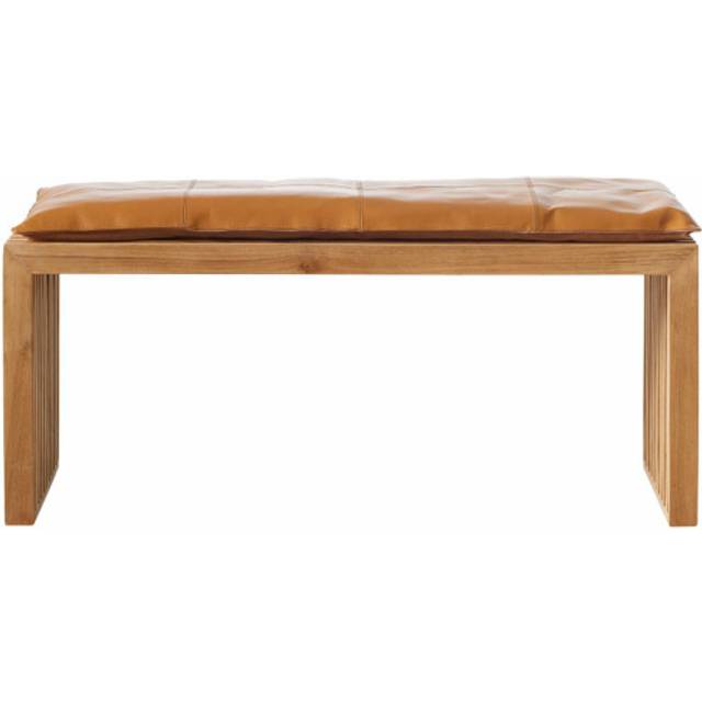 RIB set teak bänk brun skinndyna