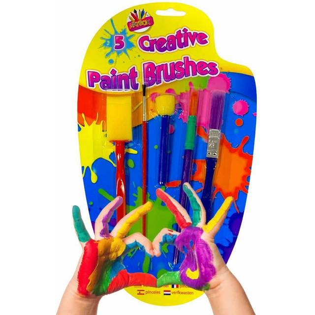 Children's Kids 5 x Creative Sponge Paint Glue Brushes Set Art Craft Painting