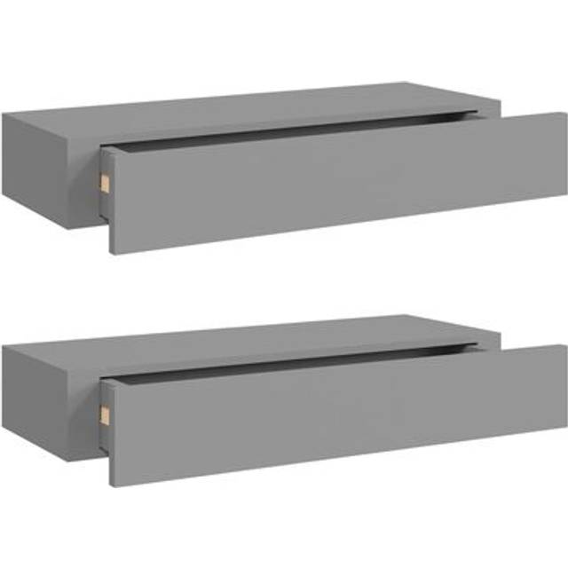vidaXL Wall-mounted Drawer Shelves 2 pcs Grey 60x23.5x10cm MDF