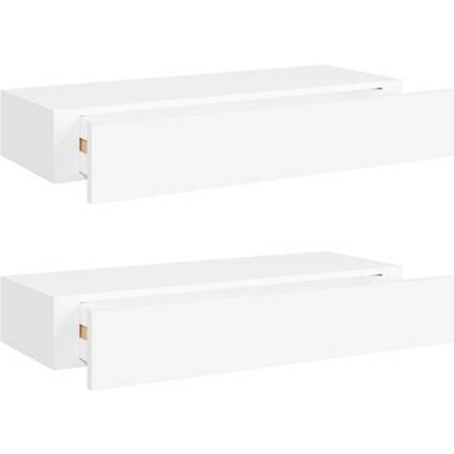 vidaXL Wall-mounted Drawer Shelves 2 pcs White 60x23.5x10cm MDF