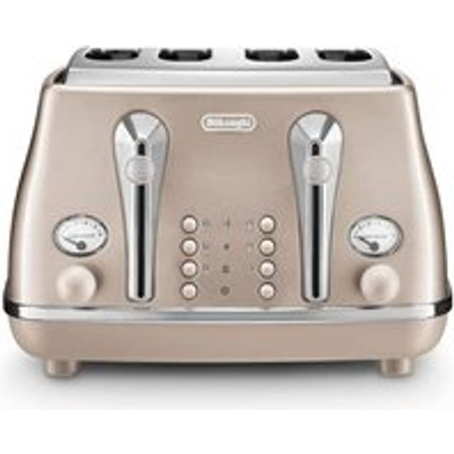 DELONGHI Icona Metallics CTOT4003.BG 4-Slice Toaster - Beige, Blue