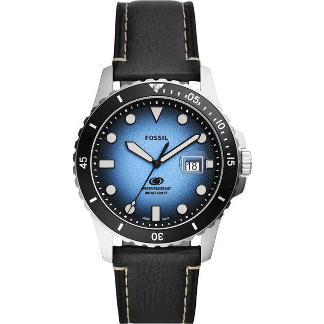Fossil FS5960 'Blue' Black Leather Strap Watch - W07177