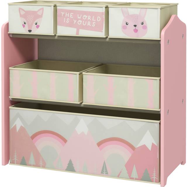 ZONEKIZ Pink Kids Storage Units with 6 Boxes - Childrens Toy Storage Organiser | TJ Hughes