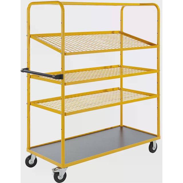 3 wire mesh shelves, 3 wire mesh shelves, LxWxH 1390 x 650 x 1700 mm - melon yellow RAL 1028