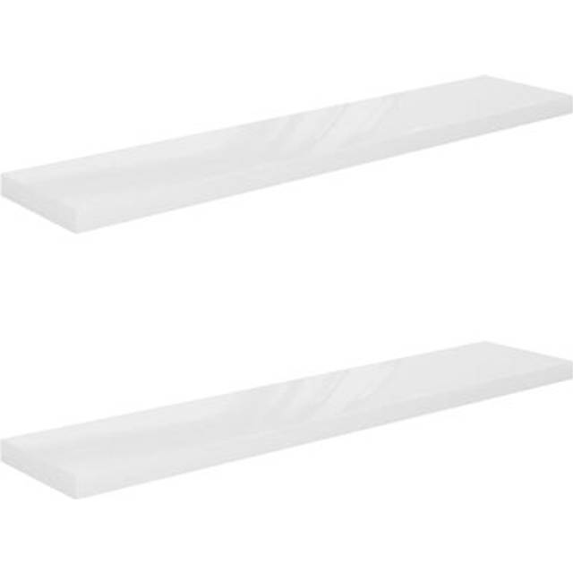 vidaXL Floating Wall Shelves 2 pcs High Gloss White 120x23.5x3.8 cm MDF