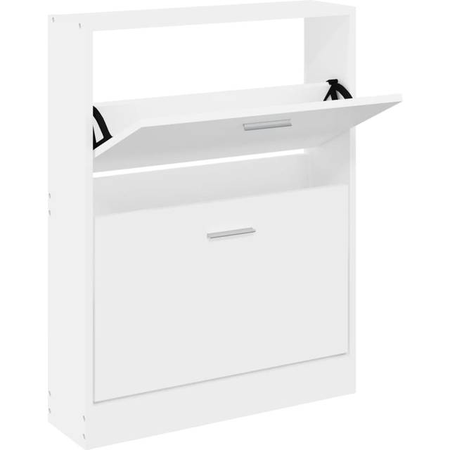 Skoskåp vit 59x17x81 cm konstruerat trä