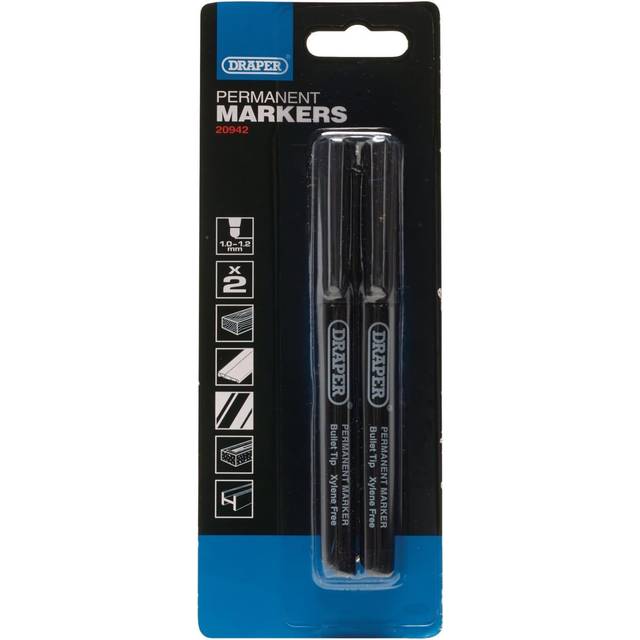 Draper Marker Pens, Black (Pack of 2)