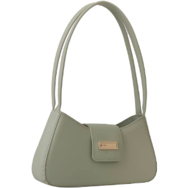 SHEIN Metal Decor Baguette Bag Solid Colour Fashionable