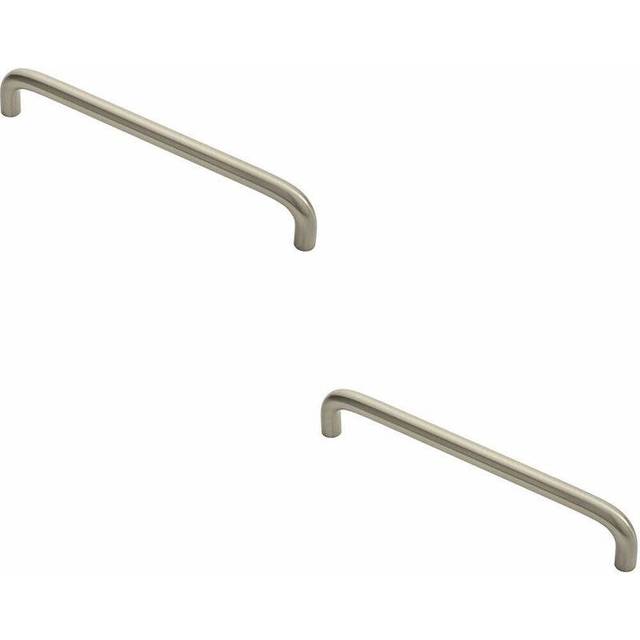 2x Round D Bar Cabinet Pull Handle 170 x 10mm 160mm Fixing Centres Satin Nickel