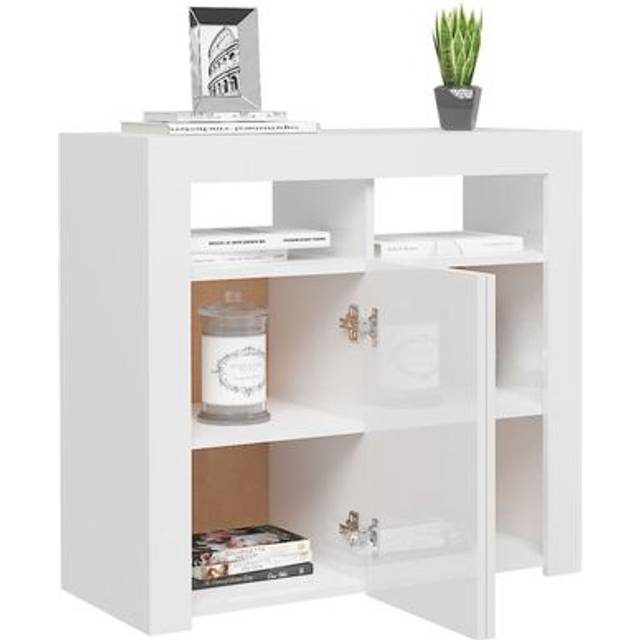 vidaXL Sideboard with LED Lights High Gloss White Home Organiser Cabinet Unit