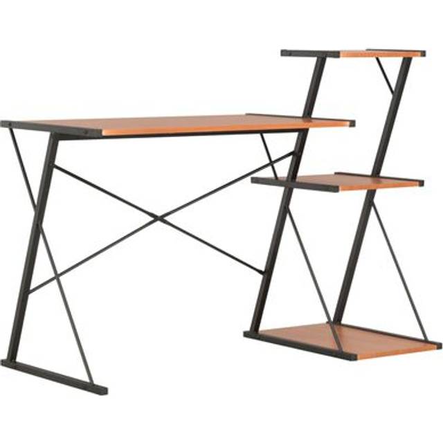 Skrivbord med hylla svart och brun 116x50x93 cm