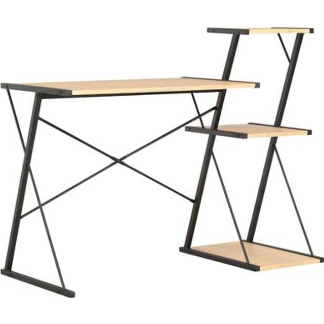 Skrivbord med hylla svart och ek 116x50x93 cm