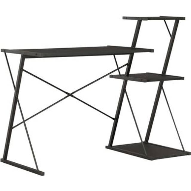 Skrivbord med hylla svart 116x50x93 cm