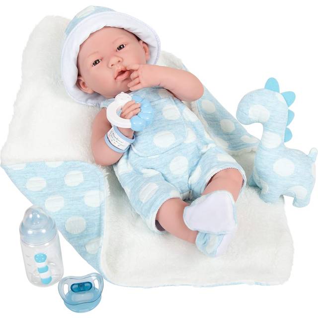 JC Toys La Newborn All-Vinyl-Anatomically Correct Real Boy 15  Baby Doll in Blue and Deluxe Accessories  Designed by Berenguer.  Blue - Dots  Model:18