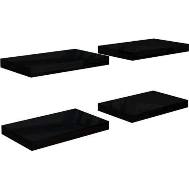 vidaXL Floating Wall Shelves 4 pcs High Gloss Black 40x23x3.8 cm MDF