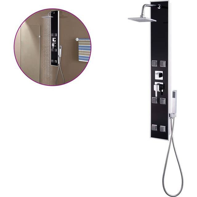 vidaXL Shower Panel Unit Glass 18x42.1x120 cm Black