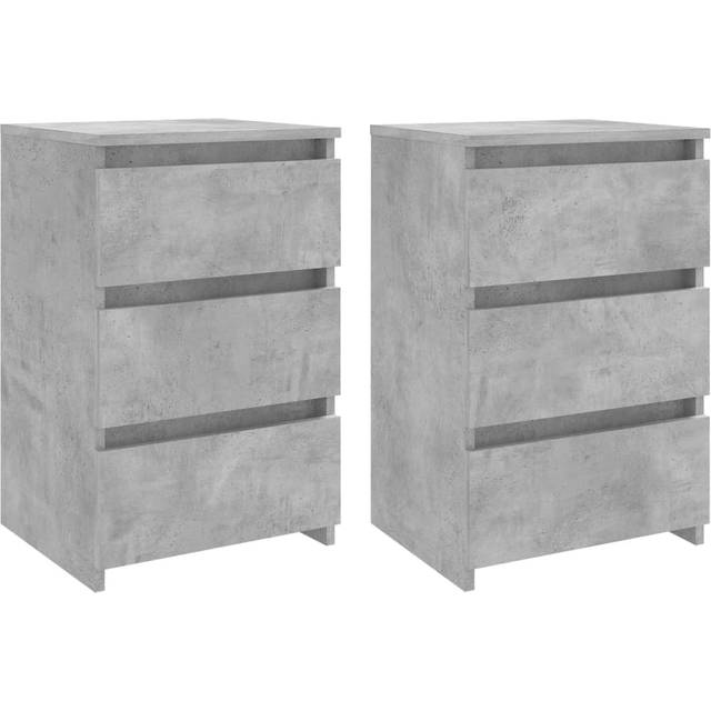 natborde 2 stk. 40x35x62,5 cm konstrueret træ betongrå