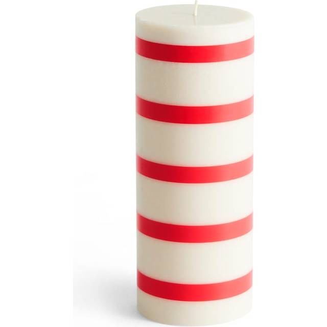 Column Pillar Candle M, Red / Off-white