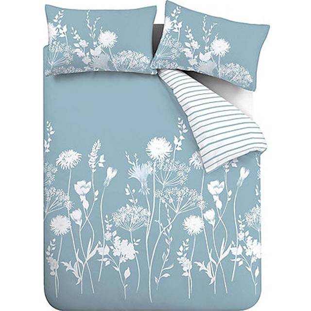 Catherine Lansfield Meadowsweet Floral Duvet Cover Bedding Set Blue