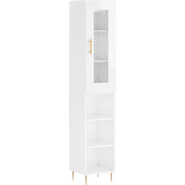 vidaXL Highboard High Gloss White 34.5x34x180 cm Engineered Wood