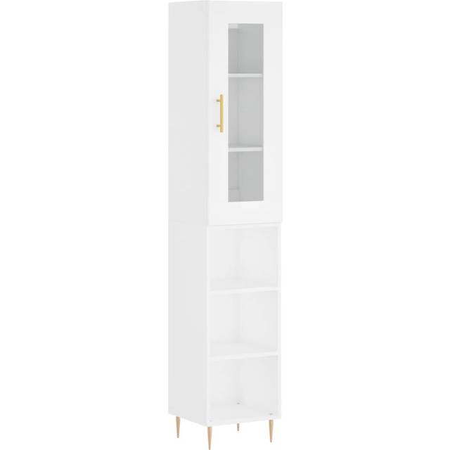 (white, 3 shelves) vidaXL Highboard Sideboard Cupboard Storage Cabinet Smoked Oak Engineered Wood