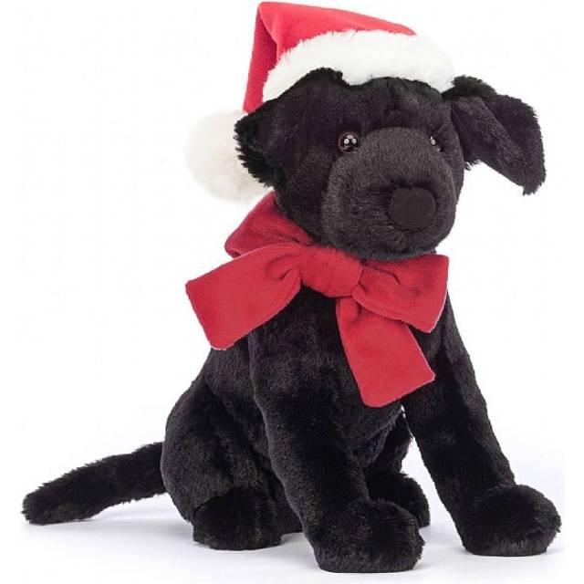 Jellycat Winter Warmer Pippa Black Labrador Soft Toy - black/red/white - one size