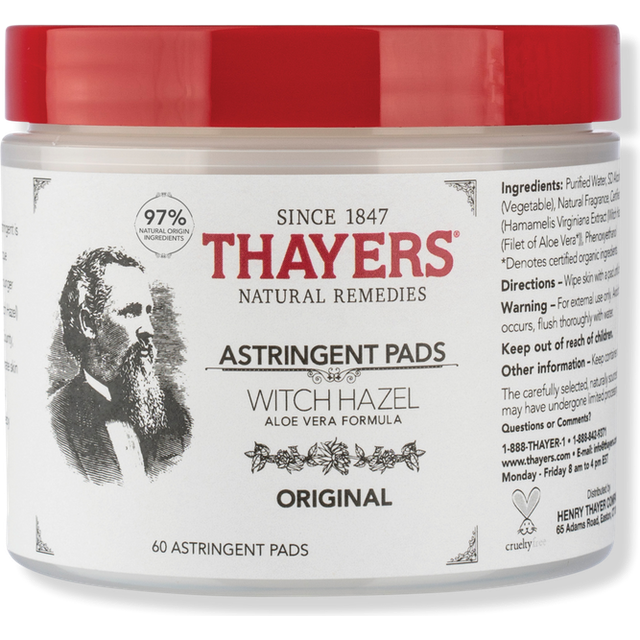 Thayers Witch Hazel Astringent Pads Aloe Vera Formula - Original 60 Pads