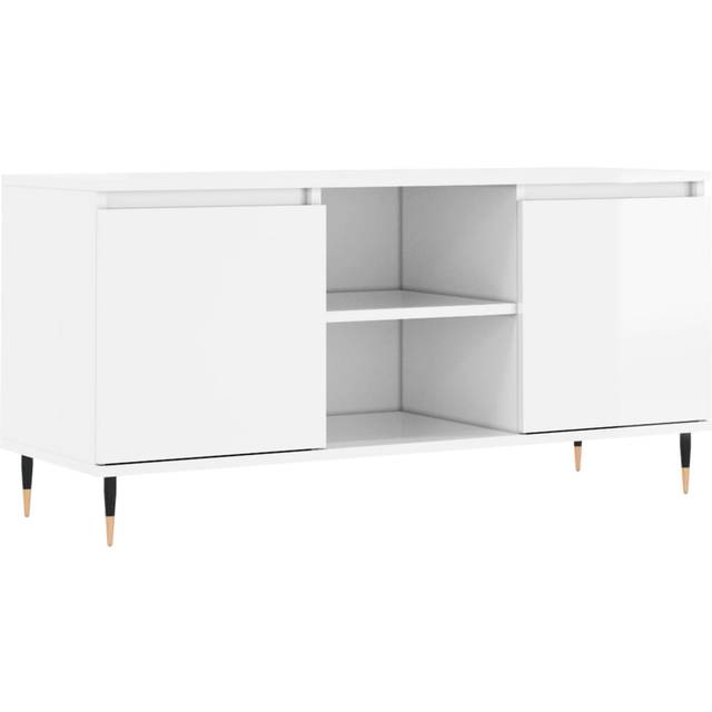 vidaXL TV Cabinet High Gloss White 104x35x50 cm Engineered Wood