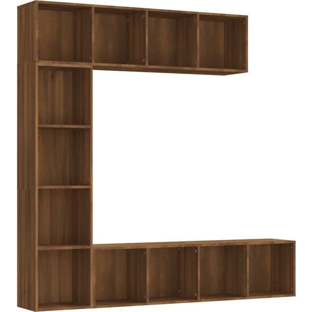 Bokhylla/TV-bänk 3 delar set Brun ek 180x30x180 cm