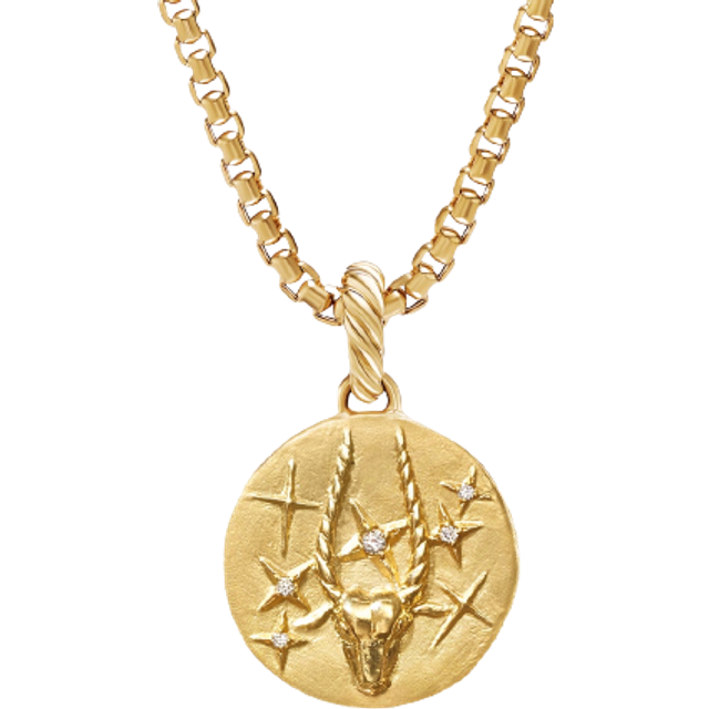 Capricorn Amulet in 18ct Yellow Gold with Diamonds, 28.7mm
