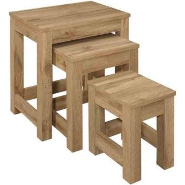 Compton Oak Nest of Tables Set of 3 - Birlea - Brown - 34 x 45 x 49cm
