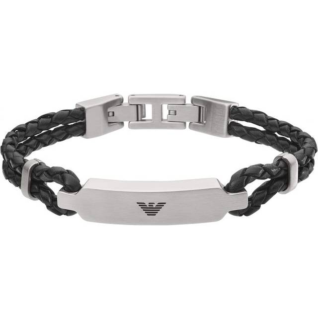 Emporio Armani Armband För Män, Inre Längd: 185mm, Storlek Id: 40X5mm Silver Rostfritt Stål Armband, EGS2719040, Jett Svart