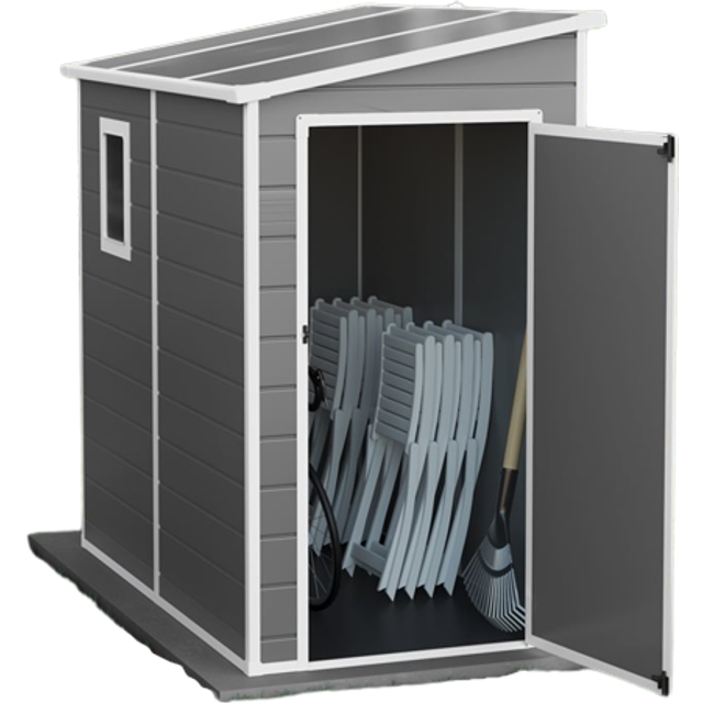 BillyOh Newport 6ftx4ft Lean To Plastic Shed Light Grey With Floor