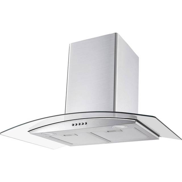 electriQ 75cm Curved Glass Chimney Cooker Hood - Stainless Steel - Stainless steel