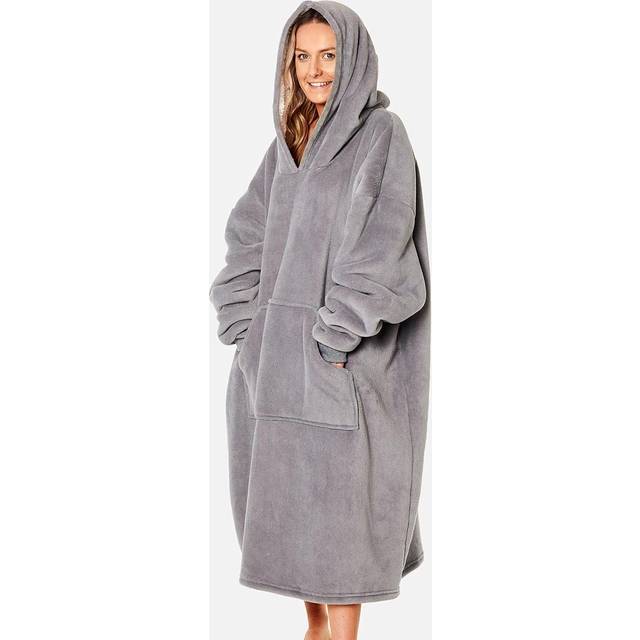 Long Sherpa Hoodie Blanket - Charcoal Grey