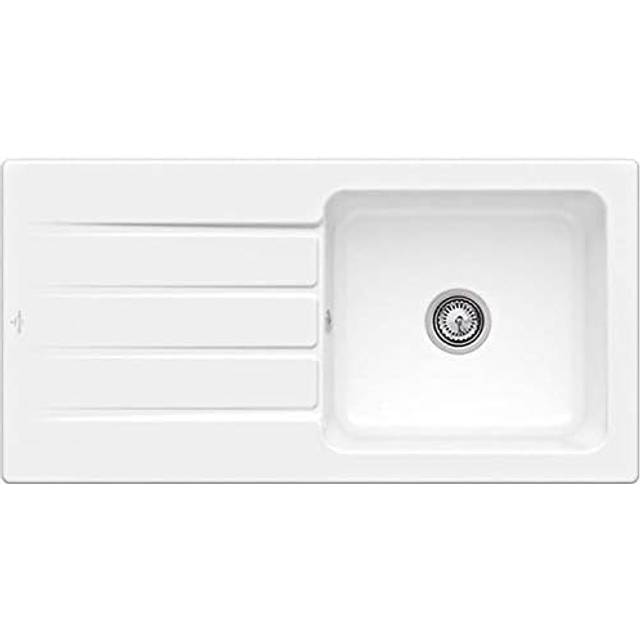 Single Bowl Inset White Ceramic Sink with Reversible Drainer - Alexandra