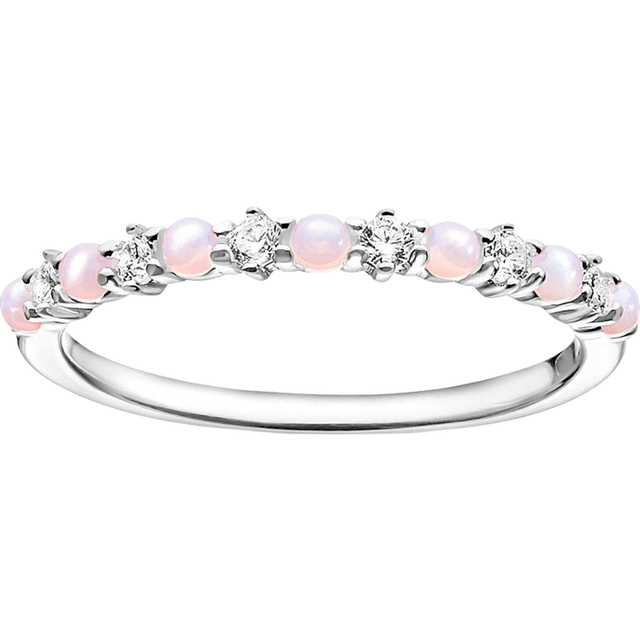 THOMAS SABO Sterling Silver Pink Opal-Imitation Cubic Zirconia Stacking Ring TR2343-166-7-56