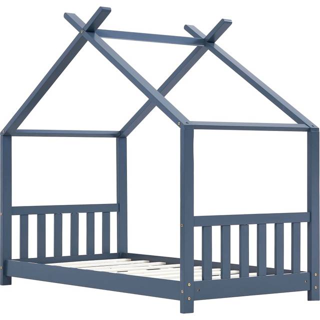 Sängram för barnsäng vit 80x160 cm massiv furu