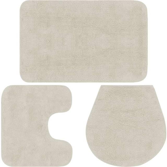 vidaXL Bathroom Mat Set 3 Pieces Fabric White