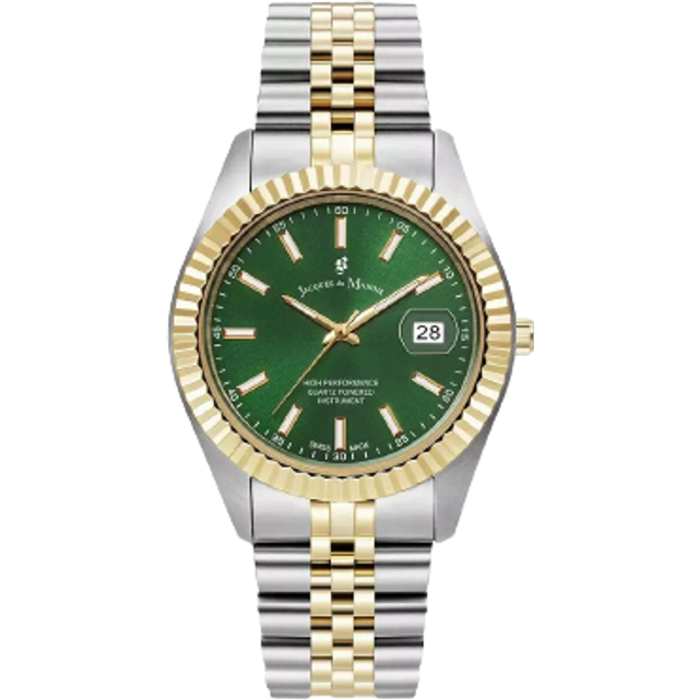Jacques du Manoir Unisex Green Dial Two Tone Bracelet Watch
