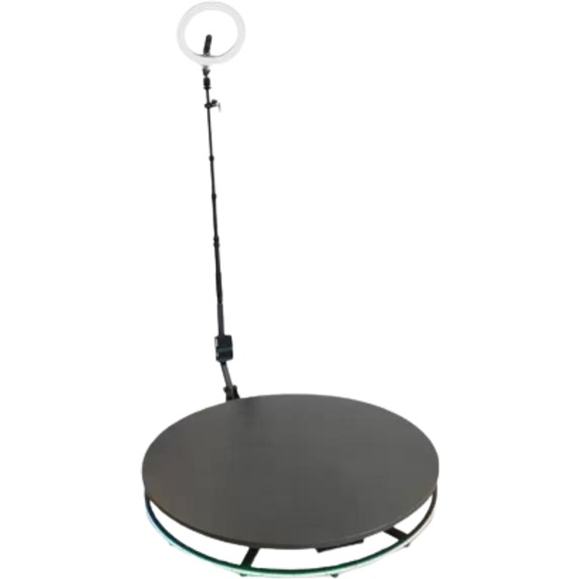 MonsterShop 360 Photo Video Booth 115Cm Platform Rotating Selfie Spinner Party Wedding Led Ring Light Automatic Remote Control Bluetooth - One Size