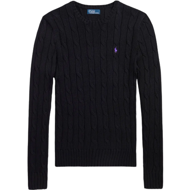 Polo Ralph Lauren Julianna Cable-Knit Cotton Jumper - L - Black
