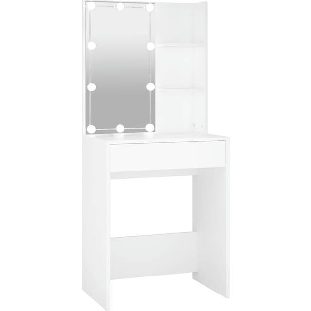 vidaXL Sminkbord med LED vit 60x40x140 cm