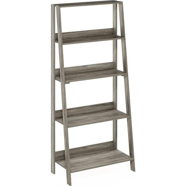 Furinno 5-Tier Ladder Bookcase Display Shelf, French Oak