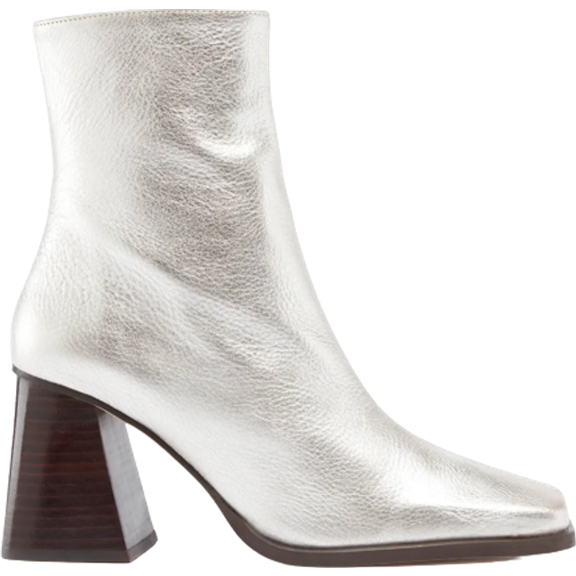 ALOHAS Women's South Shimmer Leather Heeled Boots - UK 3.5 - Silver