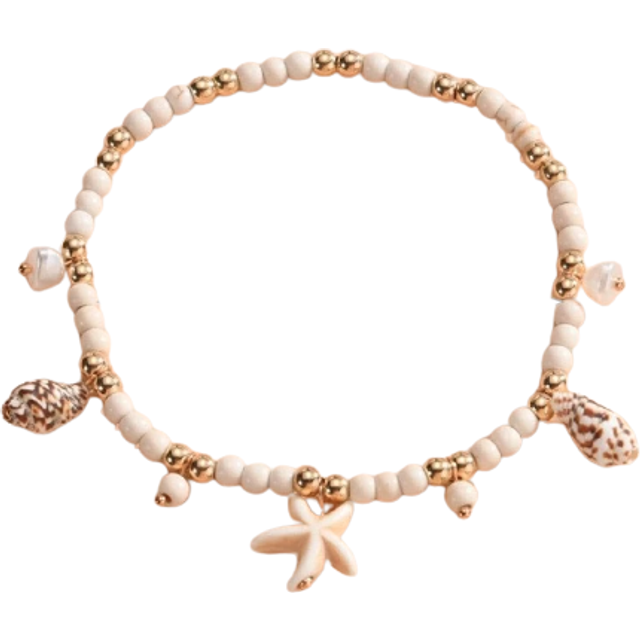 SHEIN Starfish & Conch Charm Beaded Anklet