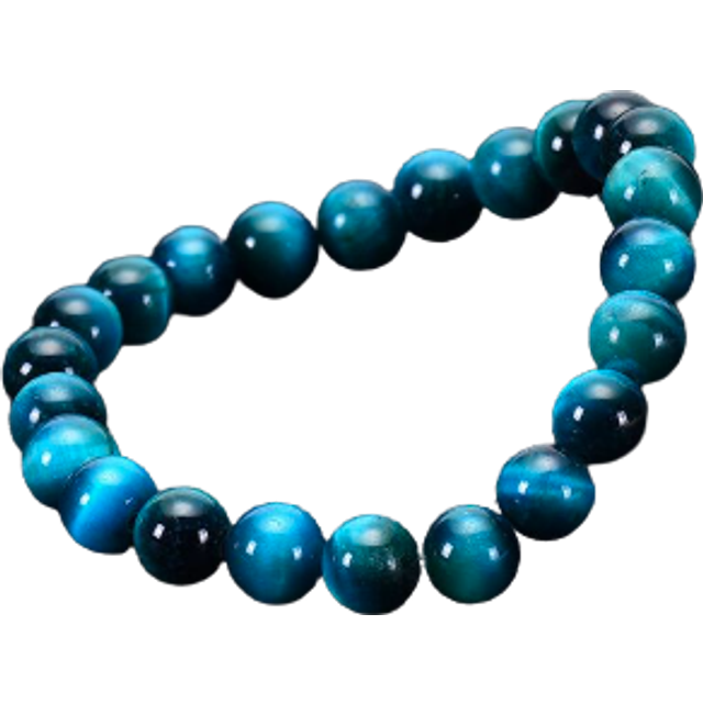 SHEIN 1Pc Minimalist Blue Tiger Eye Stone Beaded Bracelet Natural Stone Round Beads Bracelet For Daily Decoration