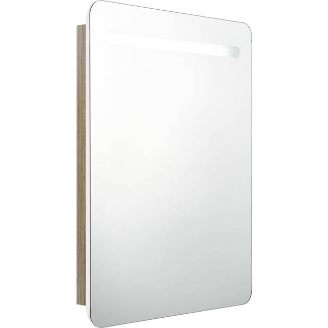 Led Bathroom Mirror Cabinet White and Oak 60x11x80 cm Vidaxl