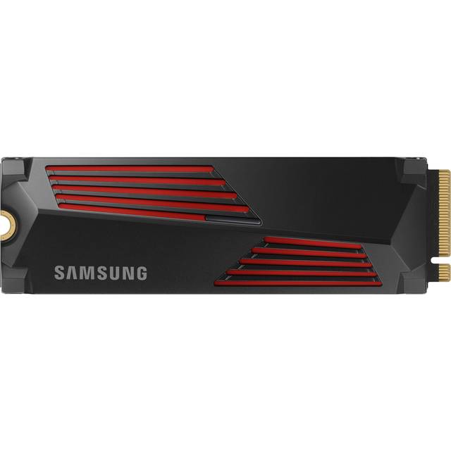 Samsung 990 PRO Heatsink NVMe M.2 SSD med kylfläns, 4 TB, PCIe 4.0, 7.450 MB/s läsning, 6 900 MB/s skrivning, intern SSD med RGB för PC-/konsolspel och videobearbetning, MZ-V9P4T0CW