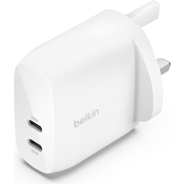 DUAL 30W USB-C WALLCHARGERPD 60W WHT